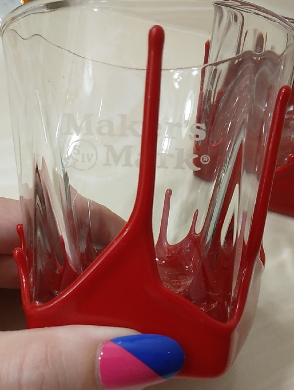 Maker's Mark Halloween Red Wax Rocks Lowball Glass Tumblers Hexagon Base - Picture 5 of 6